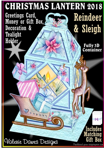 CHRISTMAS GIFT LANTERN CARD - Reindeer and Sleigh
