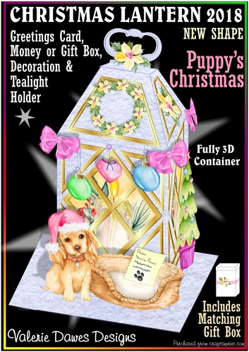 CHRISTMAS GIFT LANTERN CARD  - Puppys Christmas