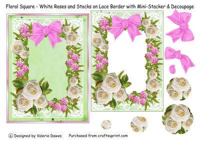 Floral Square White Roses & Stocks Mini-stacker & Decoupage
