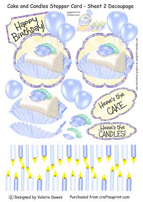 Cake and Candles Stair Stepper Card Sheet 2 Decoupage