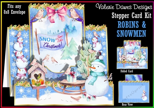 FRAME STEPPER CARD - Robins & Snowmen