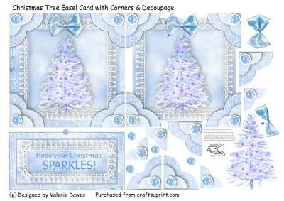 Christmas Tree Easel Card with Corners & Decoupage