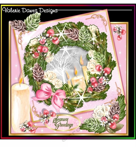 Twisted Topper Card Kit - Candles & Crab Apple Wreath