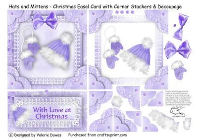 Hats & Mittens Easel Card with Corner Stackers & Decoupage