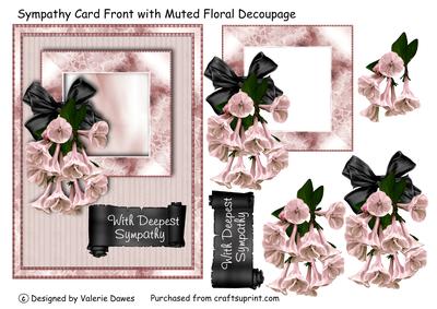 Sympathy Card Front with Muted Floral Decoupage