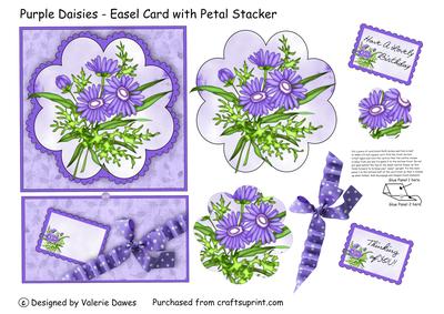 Purple Daisies - Easel Card with Petal Stacker
