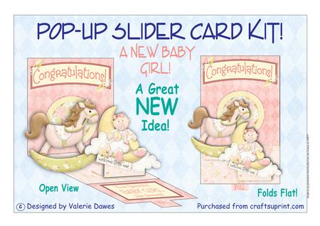 Pop Up Slider Card Kit - New Baby Girl