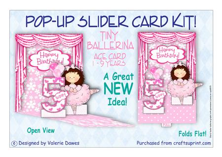 Pop Up Slider Card Kit - Tiny Ballerina Birthday Age Card