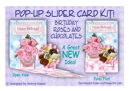 Pop Up Slider Card Kit - Birthday Roses & Chocolates