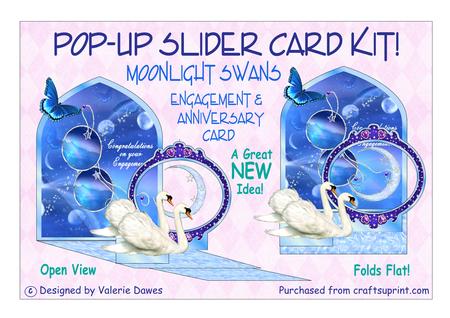 Pop Up Slider Card Kit Swan 'dangler' Engagement/anniversary