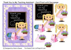 Thank You to My Teaching Assistant Card Front with Decoupage