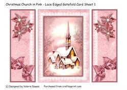 Christmas Church in Pink - Gatefold Card Sheet 1