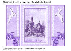 Christmas Church in Lavender - Gatefold Card Sheet 1