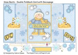 Snow Boots - Double Foldback Christmas Card with Decoupage