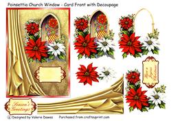 Poinsettia Church Window - Card Front with Decoupage