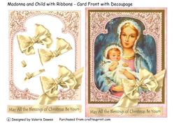 Madonna and Child with Ribbons - Card Front with Decoupage