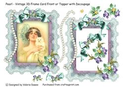 Pearl - Vintage 3D Frame Card Front or Topper with Decoupage