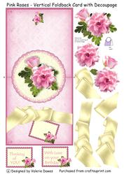 Pink Roses - Vertical Foldback Card