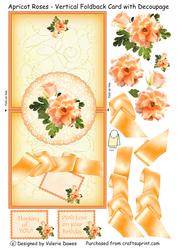 Apricot Roses - Vertical Foldback Card