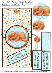 Sorry You're Feeling Paw-ly! Vertical Foldback Card