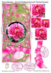 Peonie Meadow - Vertical Foldback Card