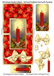 Christmas Candle & Book Vertical Foldback Card