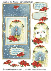 Candle in the Window - Vertical Foldback Card with Decoupage