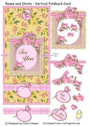Roses and Chintz - Vertical Foldback Card
