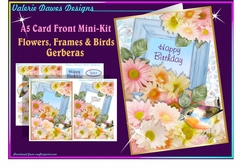 A5 Card Front - FLOWERS, FRAMES & BIRDS Gerberas