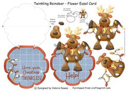 Twinkling Reindeer - Flower Easel Card or Topper