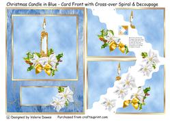 Christmas Candle in Blue - Card Front with Crossover Stacker
