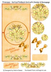 Primroses - Vertical Foldback Card with Stacker & Decoupage