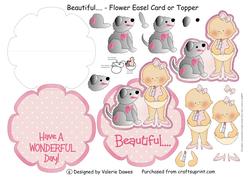 Beautiful - Flower Easel Card or Topper