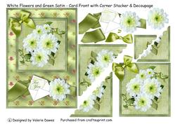 White Flowers & Green Satin with Corner Stacker & Decoupage