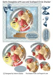 Santa Snowglobe with Lace & Scalloped Circle Stacker