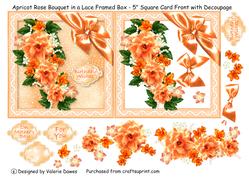 Apricot Bouquet in Lace Framed Box - 5" Square Card Front