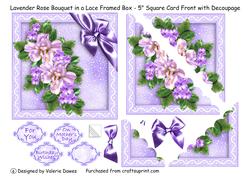 Lavender Bouquet in Lace Framed Box - 5" Square Stacker