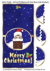 Santa Teddy - Vertical Foldback with Oval Wavy Side Stackers