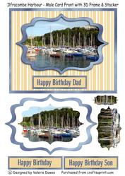 Ilfracombe Harbour - Male Card Front with 3D Frame & Stacker