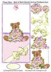 Flower Bear - Best of Both Worlds Vertical Foldback Card