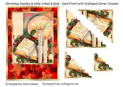 Christmas Candles & Holly in Red & Gold with Corner Stacker