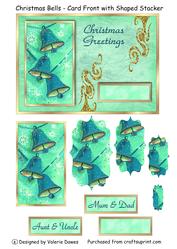 Christmas Bells - Card Front with Shaped Stacker
