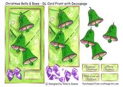 Christmas Bells & Bows - Card Front with Decoupage