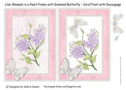 Lilac Blossom in a Pearl Frame with Diamond Butterfly