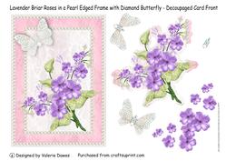 Lavender Briar Roses in Pearl Edge Frame & Diamond Butterfly