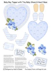 Baby Boy Topper - Tiny Baby Shoes with Heart Base