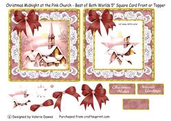 Christmas Midnight at the Pink Church - 5" Square