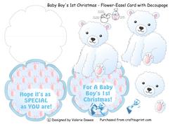 Baby Boy's 1st Christmas - Flower-easel Card with Decoupage