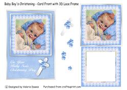 Baby Boy's Christening - Card Front with 3D Lace Frame