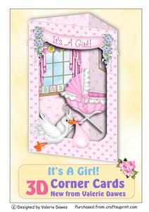 3D Corner Cards Kit - It's a Girl!